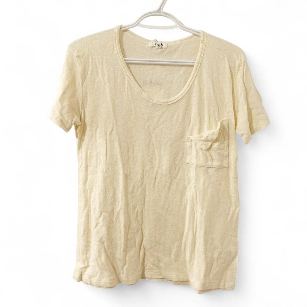 LNA Women's Tee T-shirt Grunge Goth Punk Boho Hippie neutral Cream Size XS